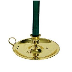 Baldwin Solid Brass Maid Chamberstick Candlestick Candle Holder Vintage Patina